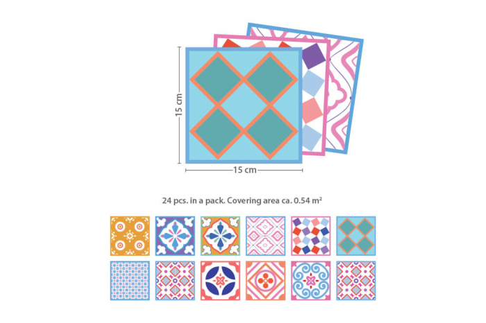 Sticker faianta - Classic Moroccan Colourful Mixed SET 2 - 24 buc - 15x15 cm [3]