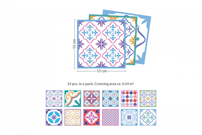 Sticker faianta - Classic Moroccan Colourful Mixed SET 1 - 24 buc - 15x15 cm [3]