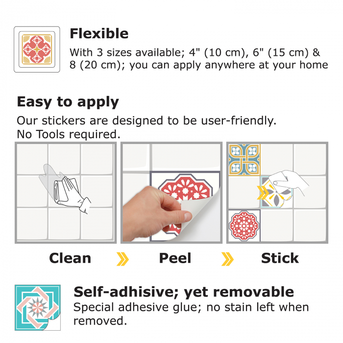 Sticker faianta - Malia Colourful Tile - 24 buc - 15x15 cm [4]