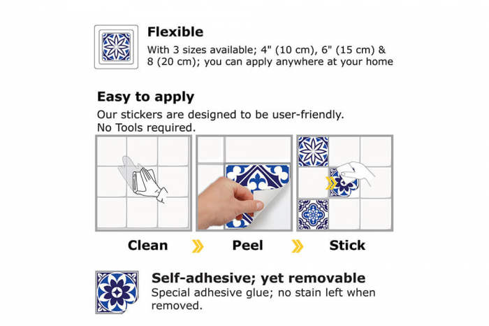 Sticker faianta - Spanish and Moroccan Blue - 24 buc - 10x10 cm [4]