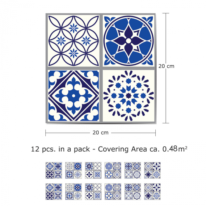 Sticker faianta - Spanish and Moroccan Blue - 12 buc - 20x20 cm [3]