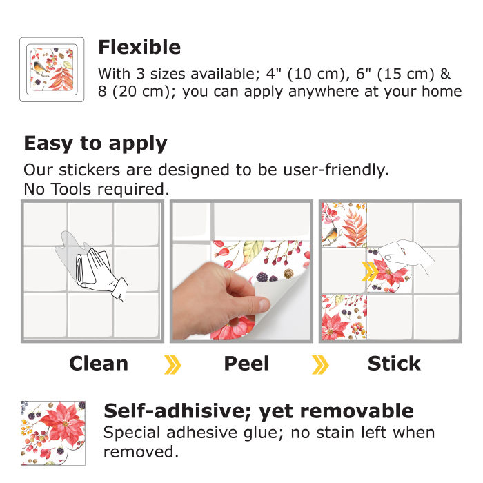 Sticker faianta - Poinsettia The Winter Joy - 24 buc - 15x15 cm [6]