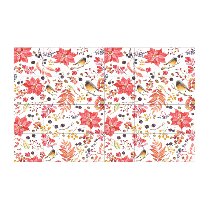 Sticker faianta - Poinsettia The Winter Joy - 24 buc - 15x15 cm [4]