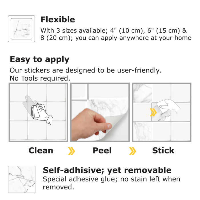 Sticker faianta - Marble Tiles Mix - 24 buc - 15x15 cm [6]