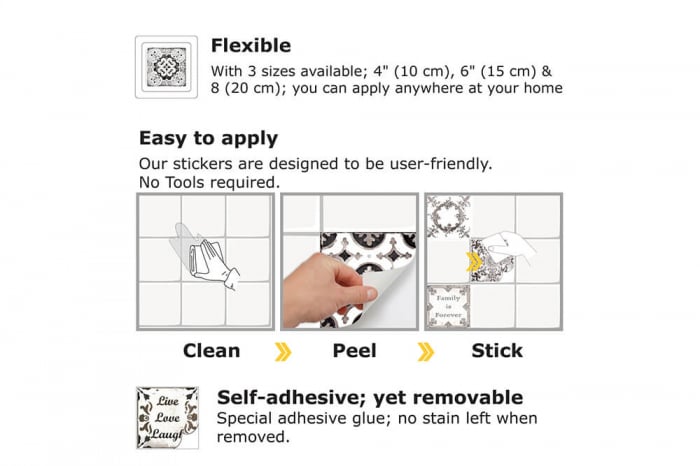 Sticker faianta - English Quote Retro Brown - 24 buc - 15x15 cm [5]