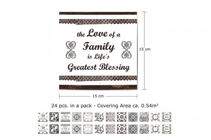 Sticker faianta - English Quote Retro Brown - 24 buc - 15x15 cm [3]