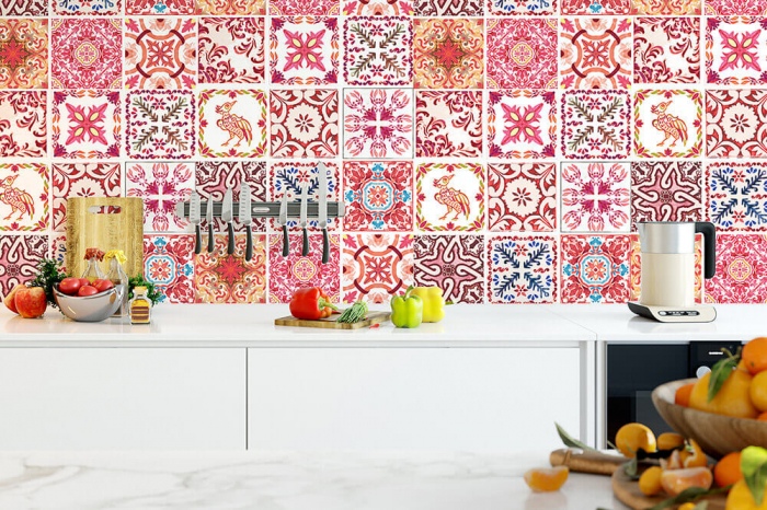 Sticker faianta - Moroccan Rose Red Mosaic - 24 buc - 15x15 cm [2]