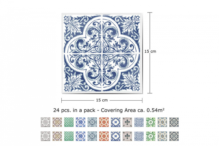 Sticker faianta - Vintage Porcelain - 24 buc - 15x15 cm [2]