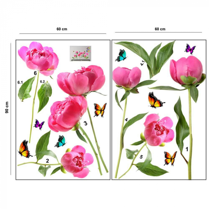 Sticker Bujori Realisti Format Mare - Reducere [4]