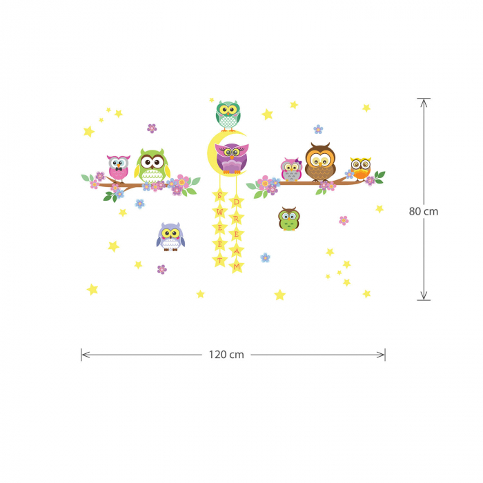 Sticker Owl Flowers Trees and Owl Tree Star [3]