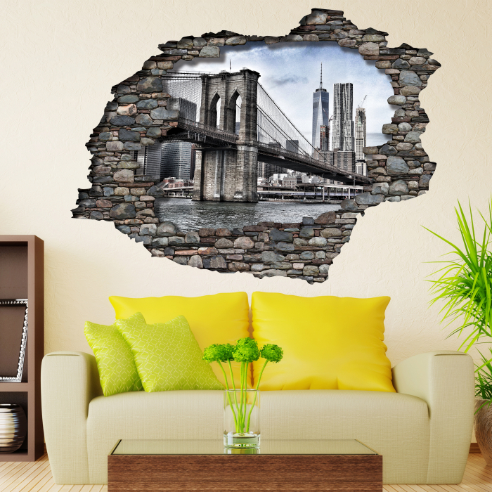 Sticker View Through The 3D Wall – Brooklyn Bridge [2]