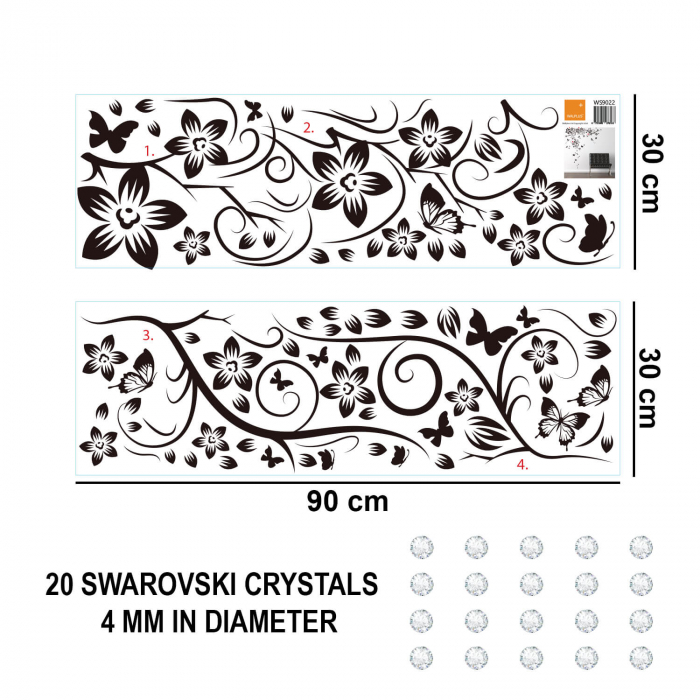 Stickers Butterfly Vine and 20 Swarovski crystals [4]