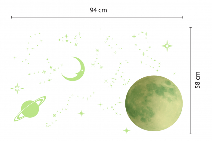 Sticker Glow In The Dark Stars And Moons [3]