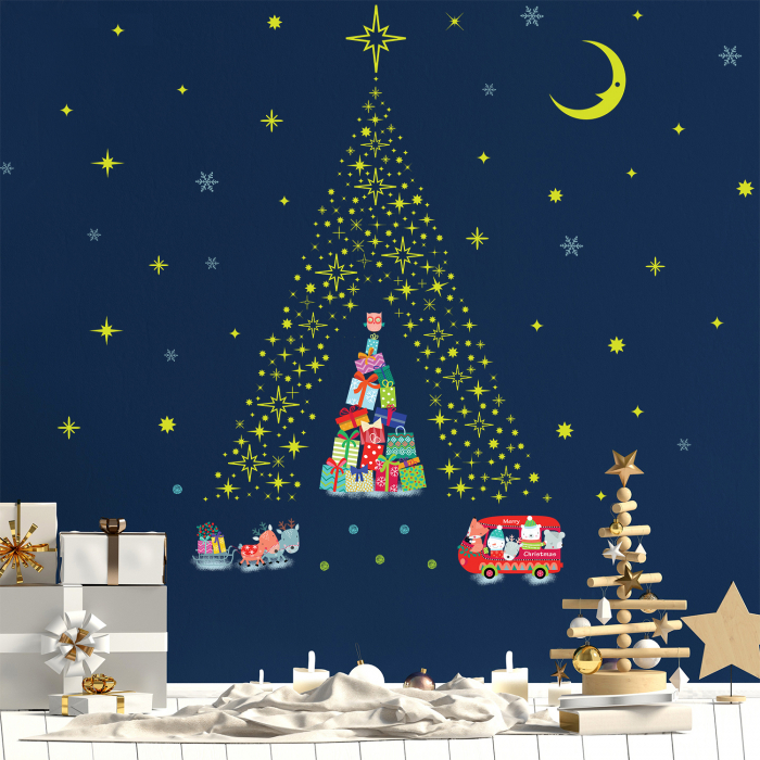 Sticker Glow Stars And Reindeer Christmas Tree Stickers [2]