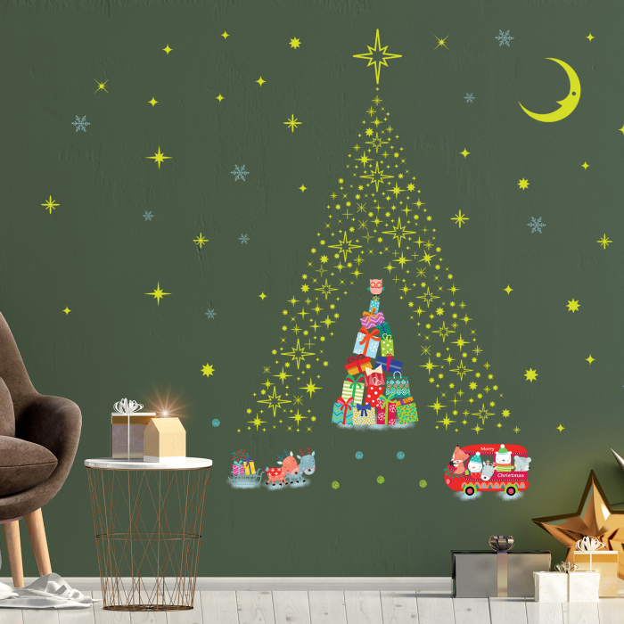 Sticker Glow Stars And Reindeer Christmas Tree Stickers [4]
