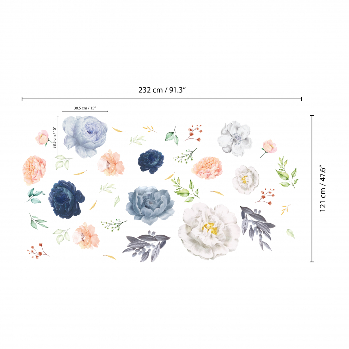 Sticker Pink and Blue Watercolour Flowers [4]