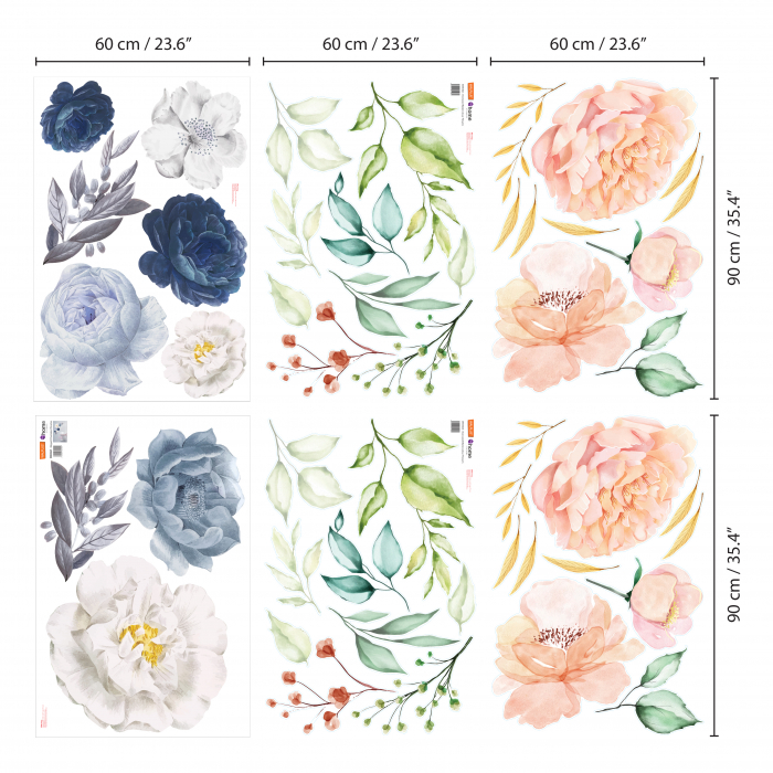 Sticker Pink and Blue Watercolour Flowers [5]