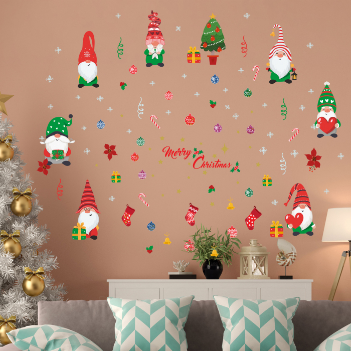 Sticker Merry Christmas With Cute Gnomes [3]