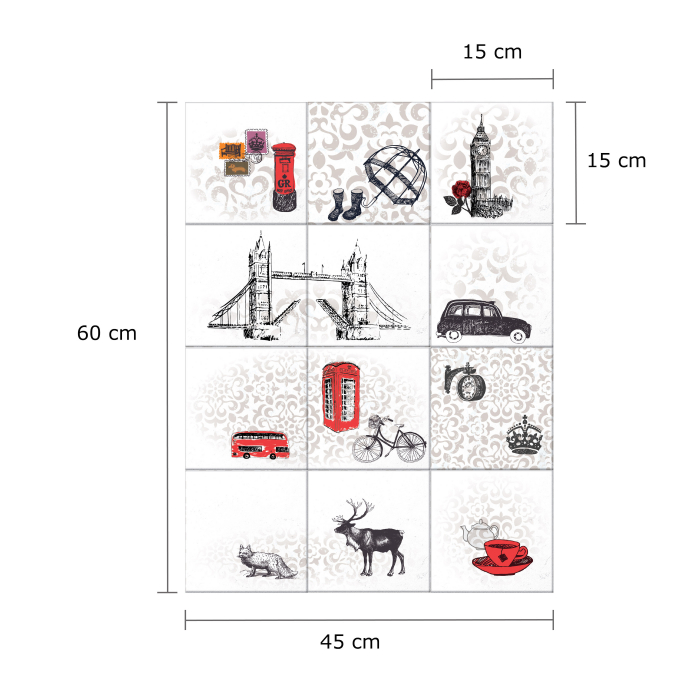Sticker faianta - Londoner Tiles Mix - 24 buc - 15x15 cm [4]