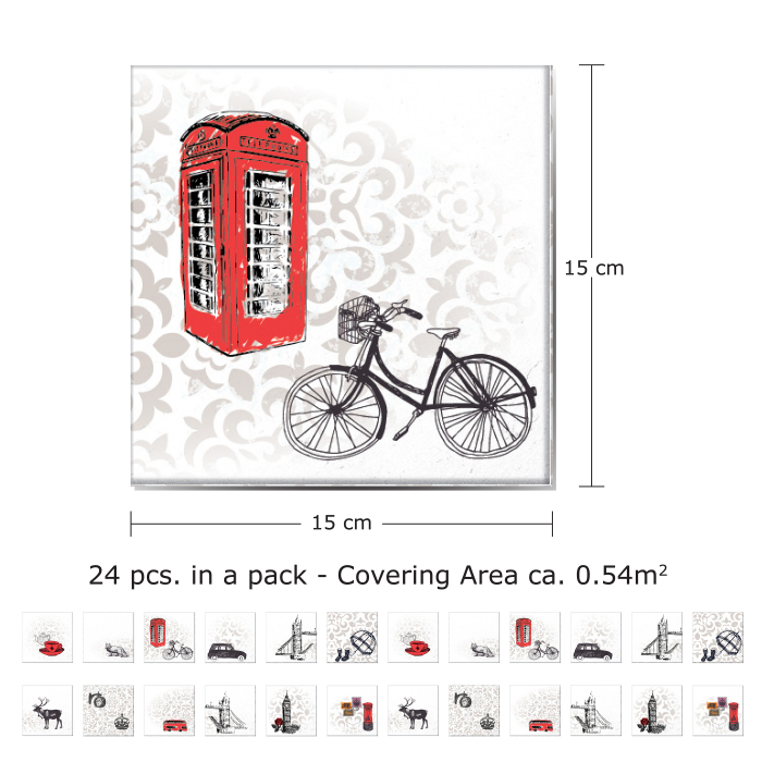 Sticker faianta - Londoner Tiles Mix - 24 buc - 15x15 cm [5]