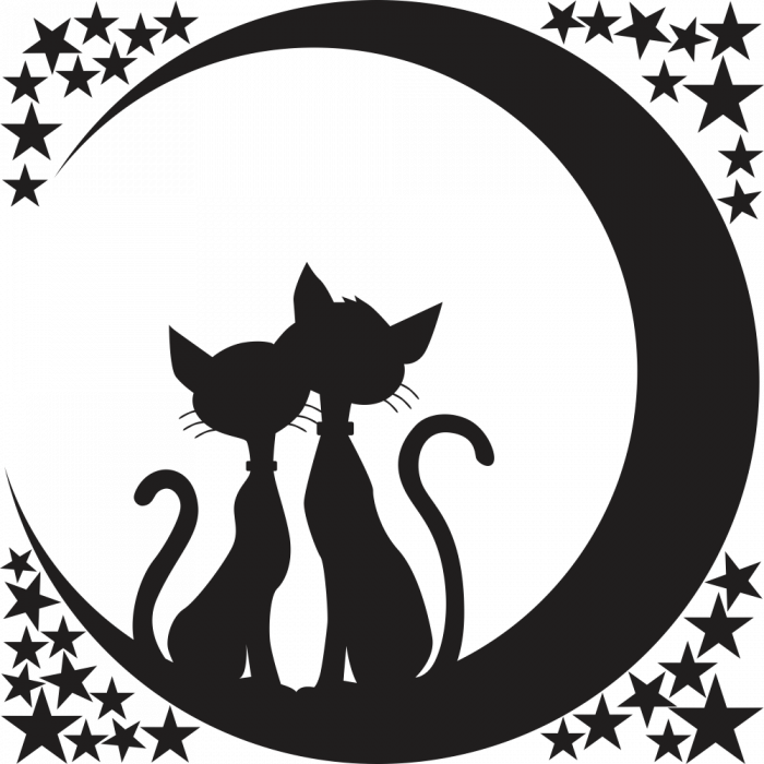 Sticker Pisici sub Luna [2]
