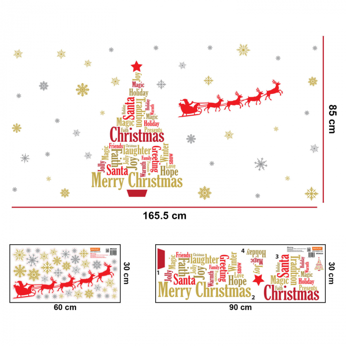 Sticker English Quotes Santa s sleigh Christmas Tree [3]