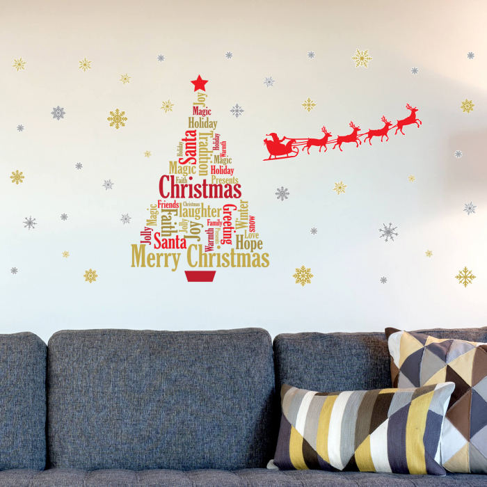 Sticker English Quotes Santa s sleigh Christmas Tree [2]