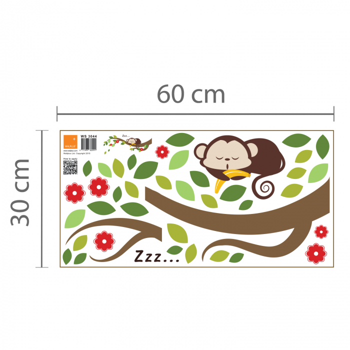 Sticker Sleeping Monkey and Tree Branch [4]