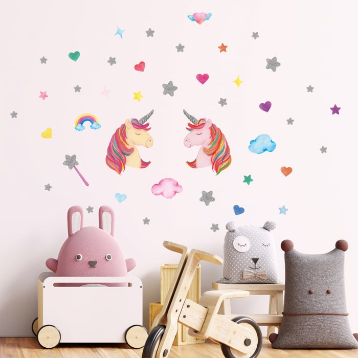 Sticker Cute Unicorns With Glitter Stars [2]