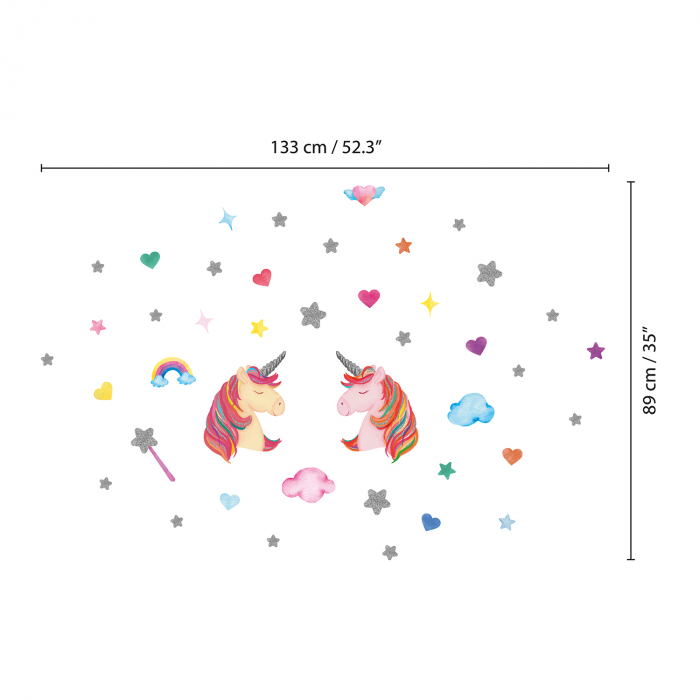 Sticker Cute Unicorns With Glitter Stars [6]
