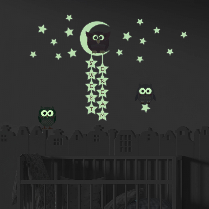 Sticker Owl Moon Stars [2]