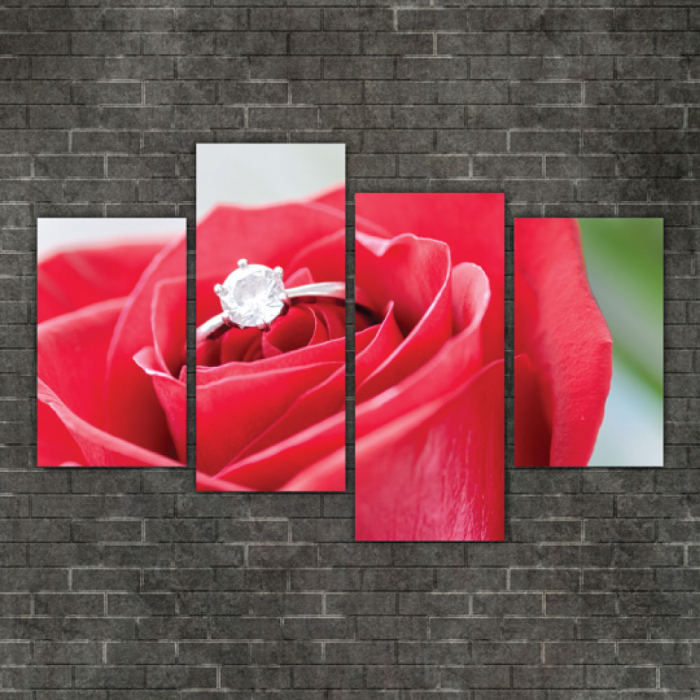 Tablou canvas 4 piese - Trandafirul iubirii [2]