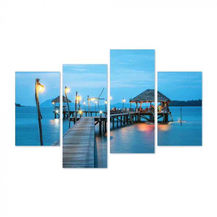 Tablou canvas 4 piese - Bungalow pe apa [2]