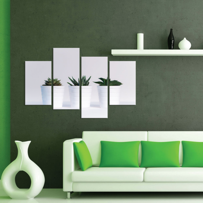 Tablou canvas 4 piese - Plante in ghiveci [2]