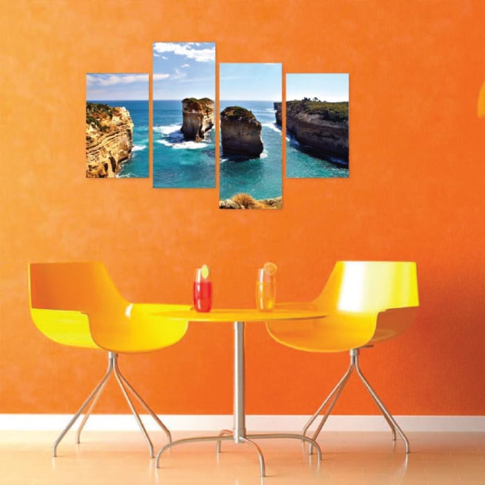Tablou canvas 4 piese - Munti pe malul marii [2]
