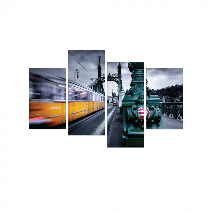 Tablou canvas 4 piese - Tramvaiul galben [3]