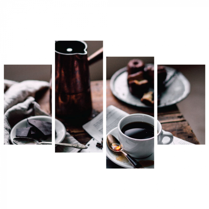 Tablou canvas 4 piese - Cafeaua de dimineata [3]