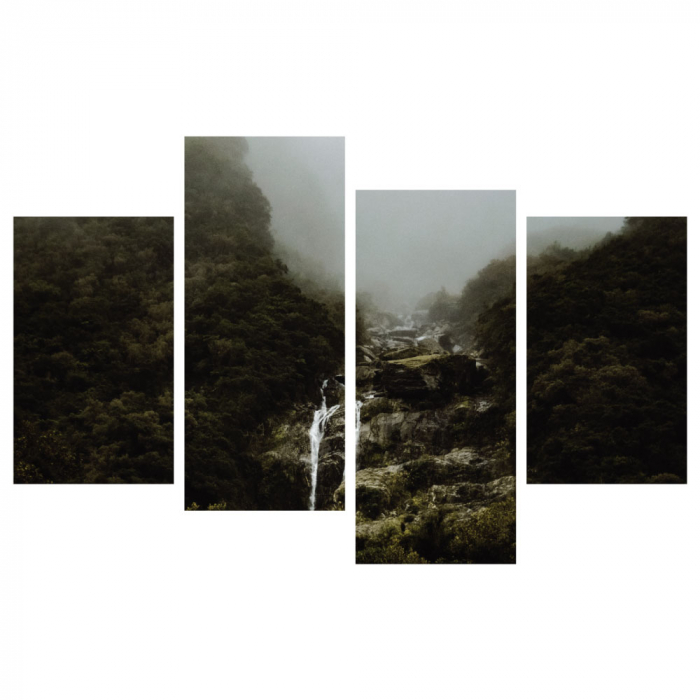 Tablou canvas 4 piese - Cascada in padure [3]