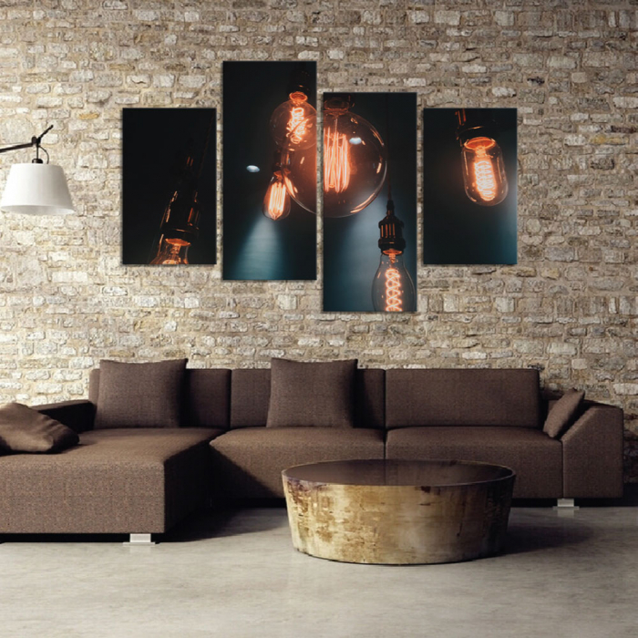 Tablou canvas 4 piese - Becuri aprinse [2]