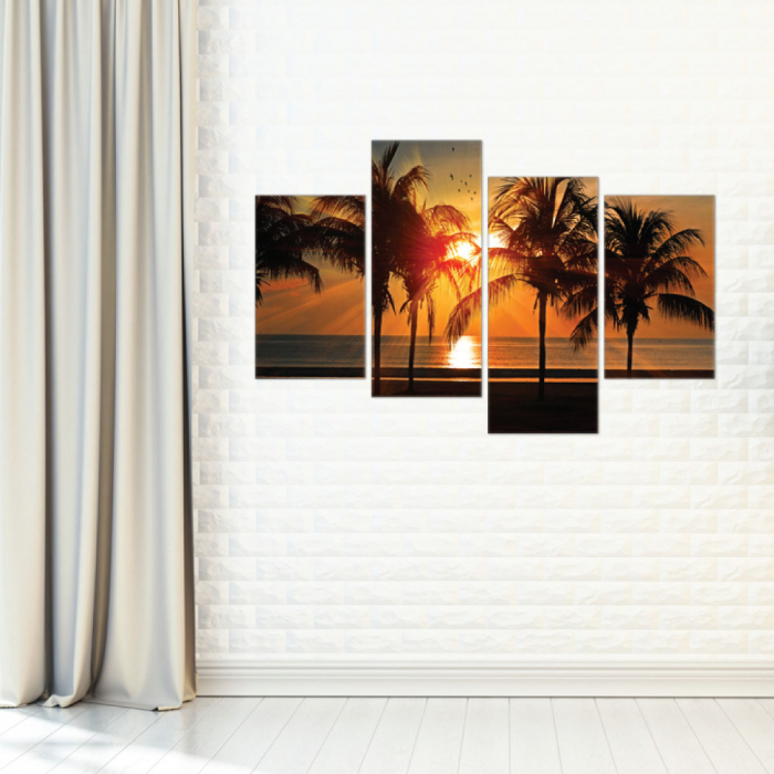 Tablou canvas 4 piese - Palmieri in asfintit [1]