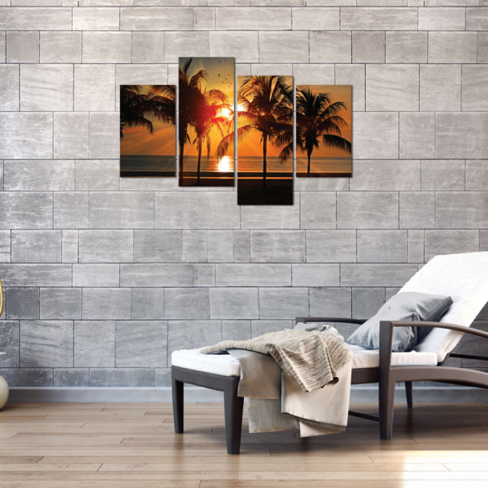 Tablou canvas 4 piese - Palmieri in asfintit [2]