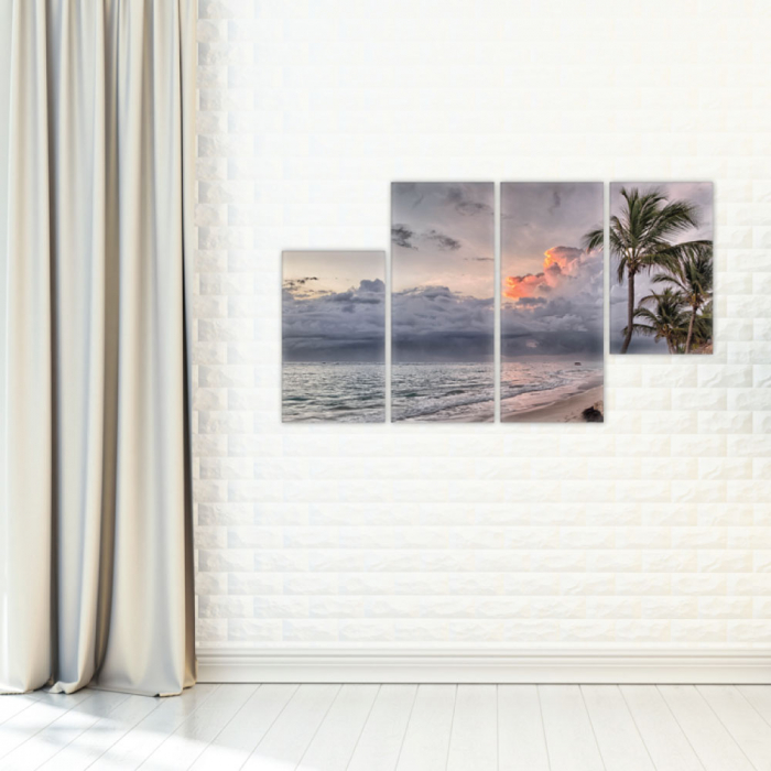 Tablou canvas 4 piese - Nori asupra plajei [2]