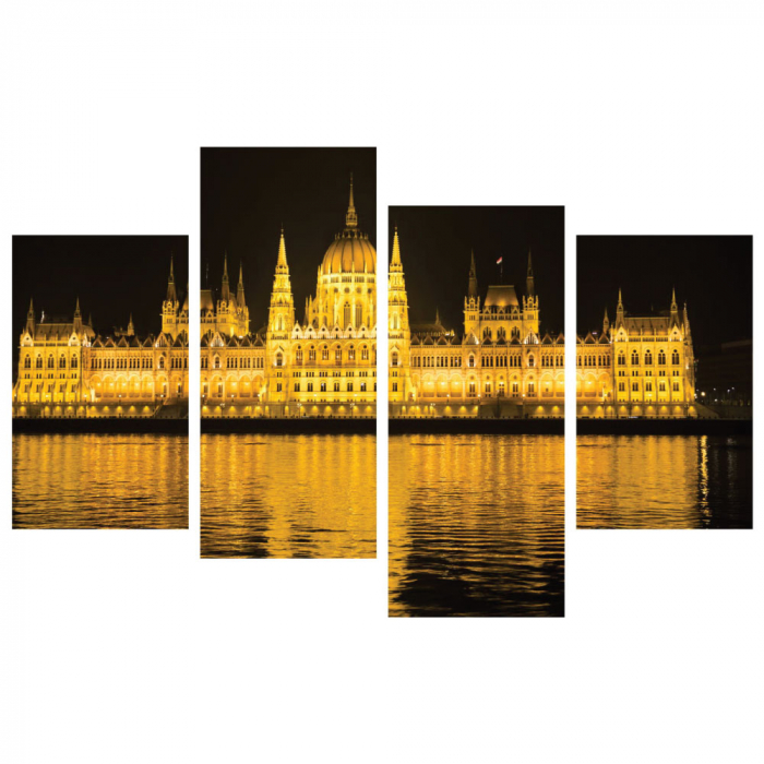Tablou canvas 4 piese - Parlament in stilul neogotic [2]