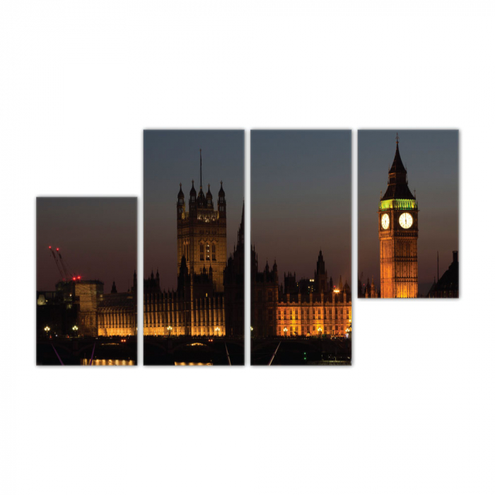 Tablou canvas 4 piese - Big Ben seara [3]