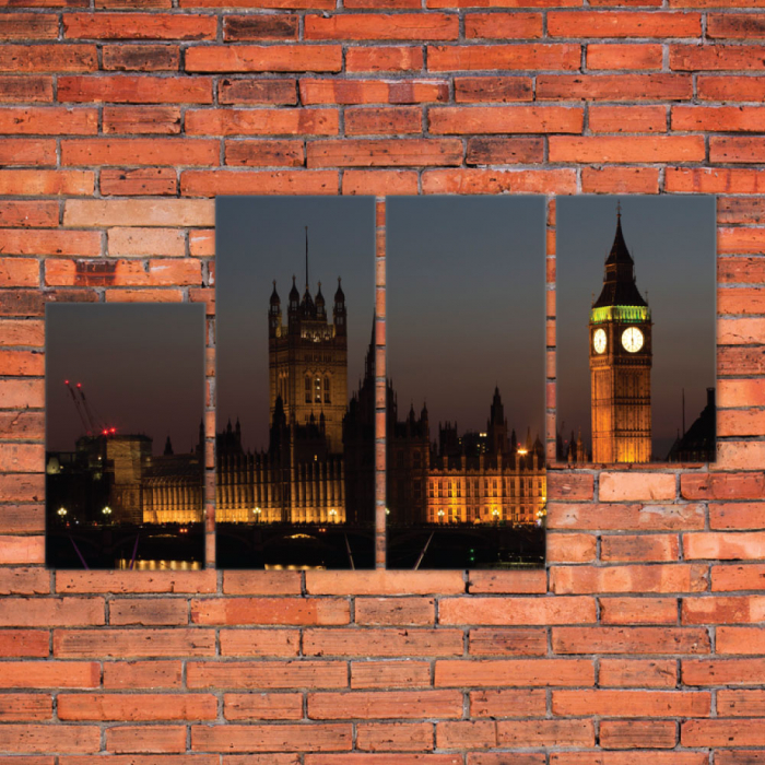 Tablou canvas 4 piese - Big Ben seara [2]