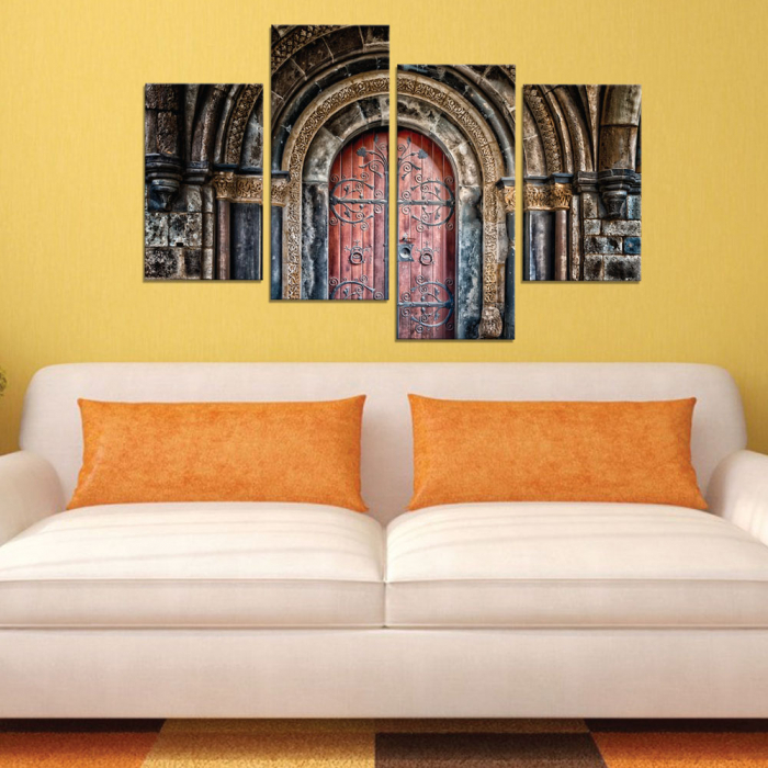 Tablou canvas 4 piese - Poarta veche [2]