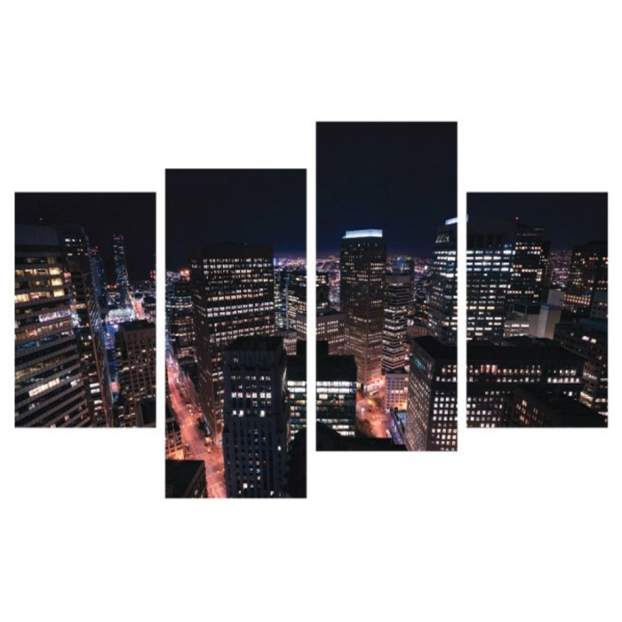 Tablou canvas 4 piese - New York noaptea [2]