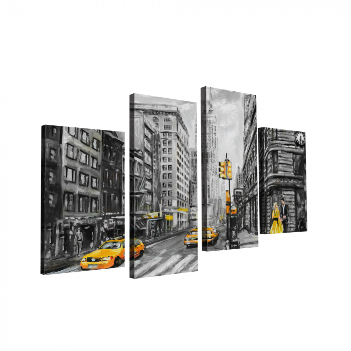 Tablou canvas 4 piese - New York Taxi [2]