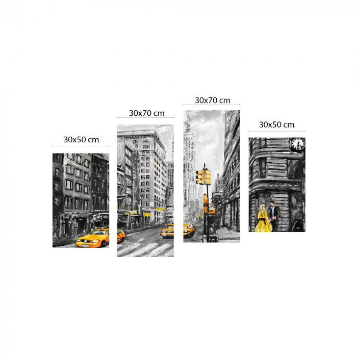 Tablou canvas 4 piese - New York Taxi [4]