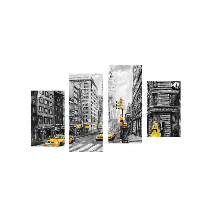 Tablou canvas 4 piese - New York Taxi [3]